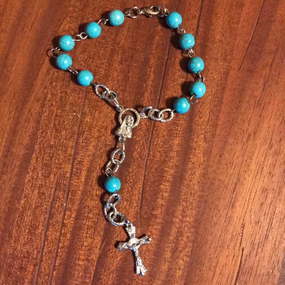 Turquoise Howlite Rosary Bracelet